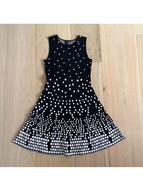 Saks Fifth Avenue Black Label Black And White Polka Dot Dress Size Medium